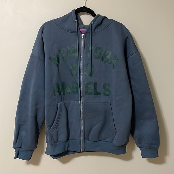 Edikted - New York Angels Oversized Hoodie - Blue - XS/S - Picture 2 of 4